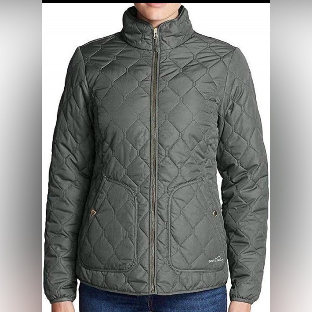 Eddie Bauer Year Round Quilted Dark Green Jacket Size Small Packable